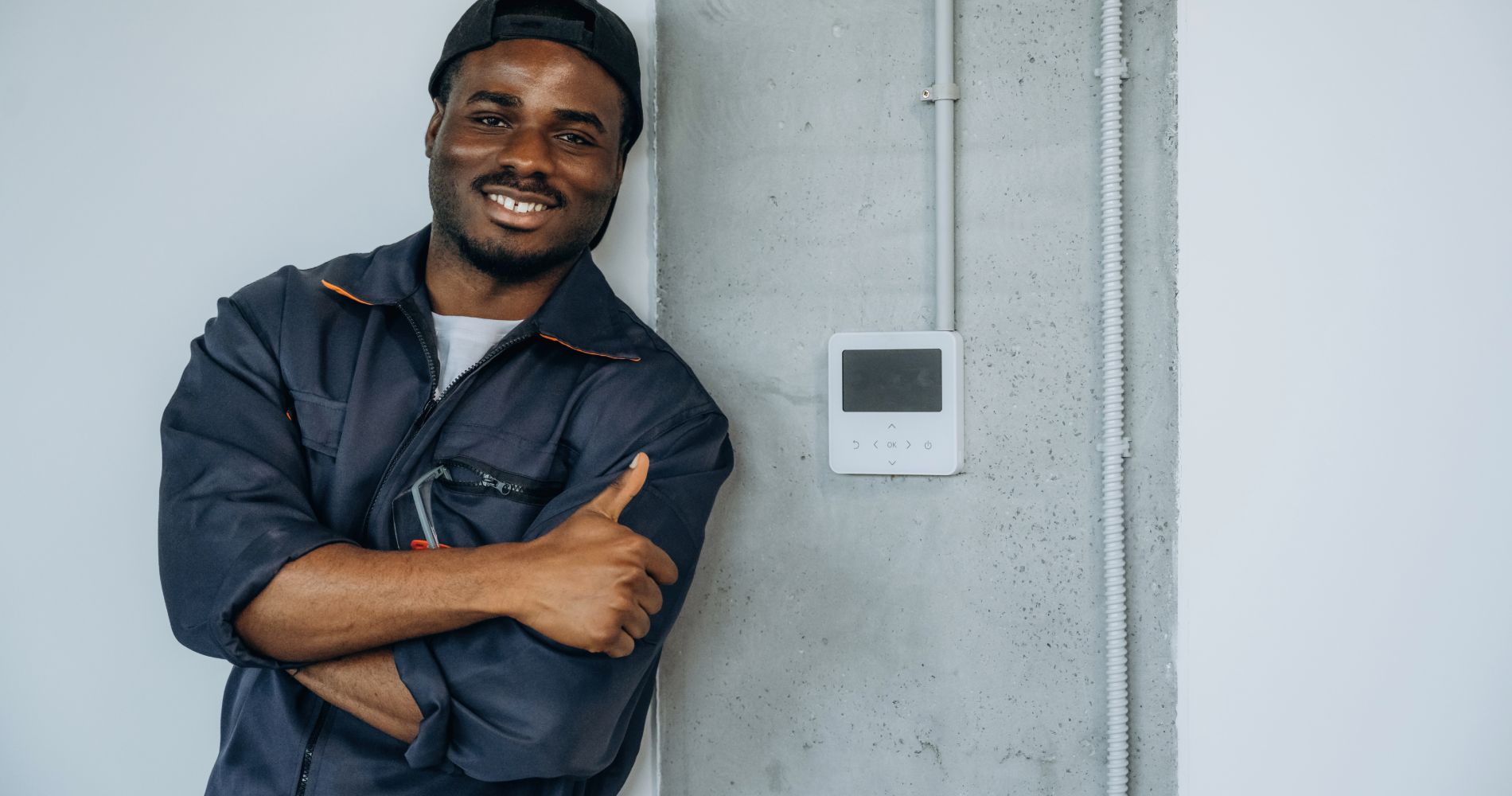 done-thermostat-is-installed-working-properly-repairman-is-indoors-modern-office 1