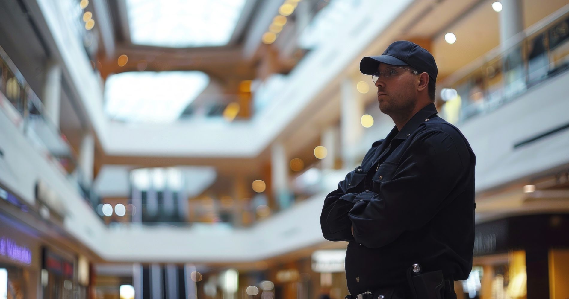 man-black-shirt-hat-stands-mall 1
